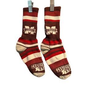 Mississippi State Crew Socks Cushy Soles Bulldogs MS State College SEC Unisex
